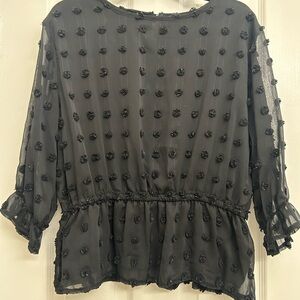 Chic Black Textured Women's Blouse